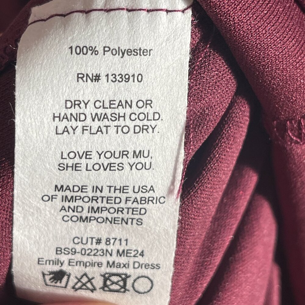 NWT Show Me Your MuMu Emily Empire Maxi Dress Merlot Chiffon Bridesmaid Size S - Picture 8 of 8